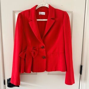 Valentino Women's Red Blazer Bow Jacket READ DESCRIPTION